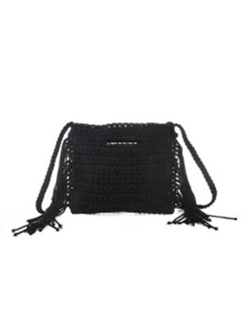 Summer Cord Fringed Crossbody Bag | Black
