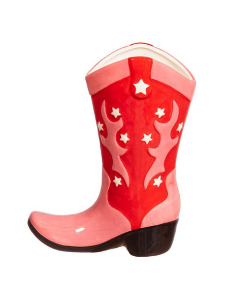 Cowboy Boot Vase | Pink and Red