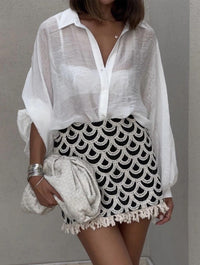 Crochet Mini Skirt | Black/Cream