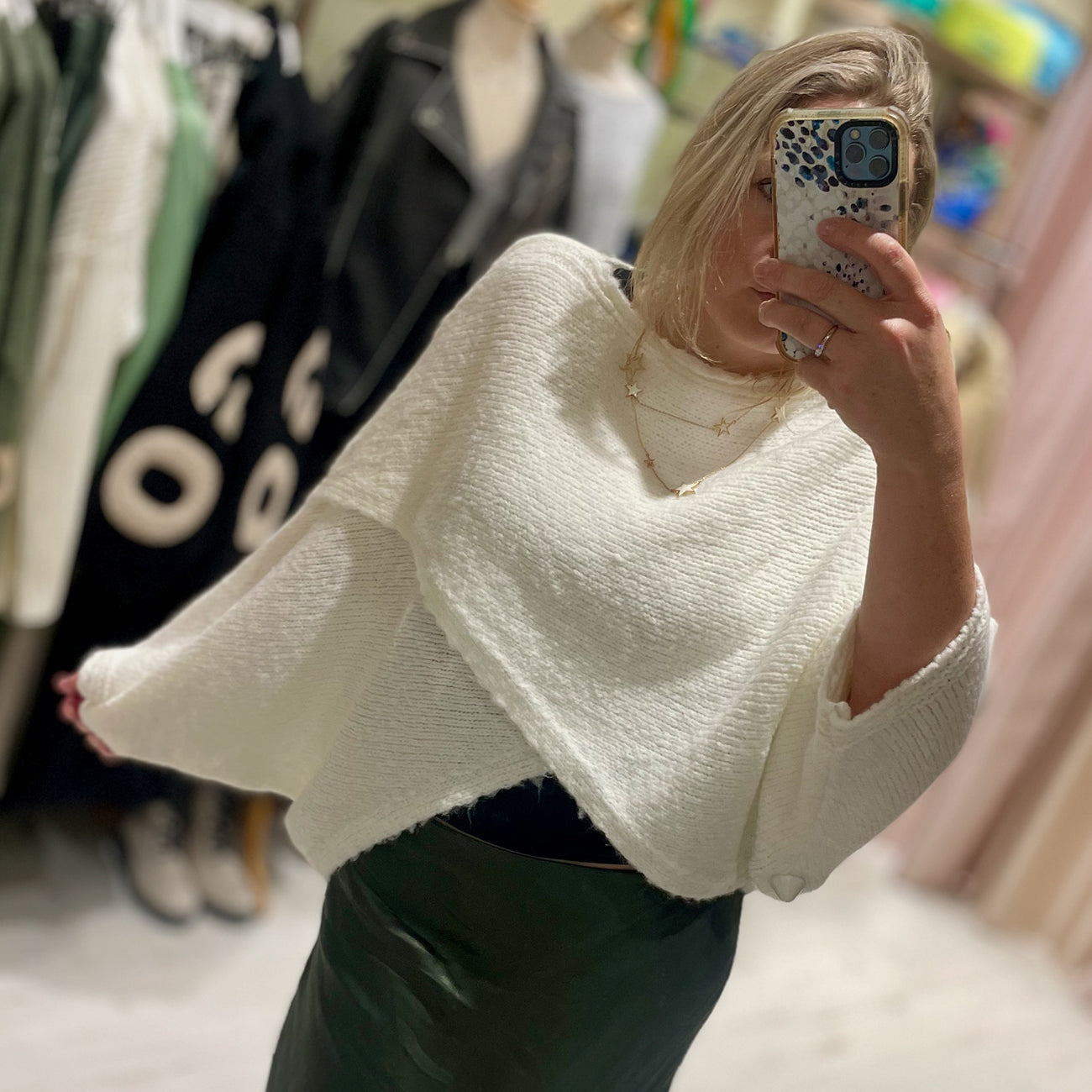 Evelyn Cross Front Knit Jumper | Winter White