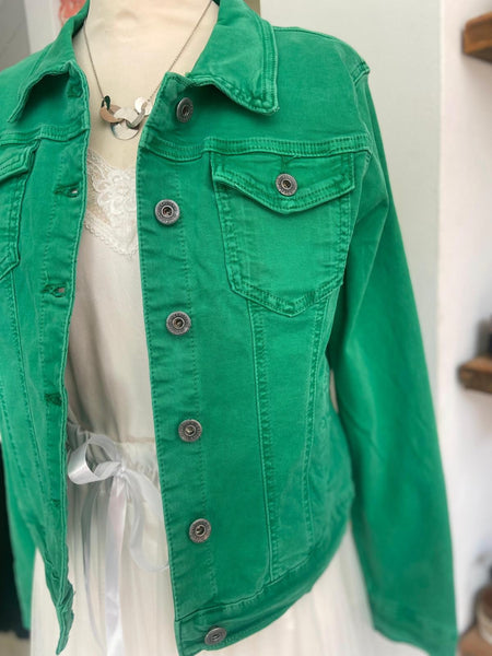 Denim Fitted Stretch Jacket | Bright Green