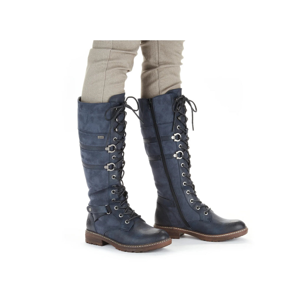 Rieker | 94732-14 Long Lace Up Boot | Dark Blue