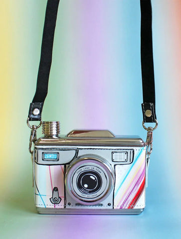 Multicoloured Camera Hip Flask