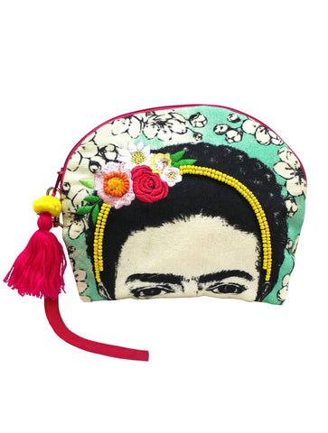 Frida Kahlo Embroidered Make Up Bag