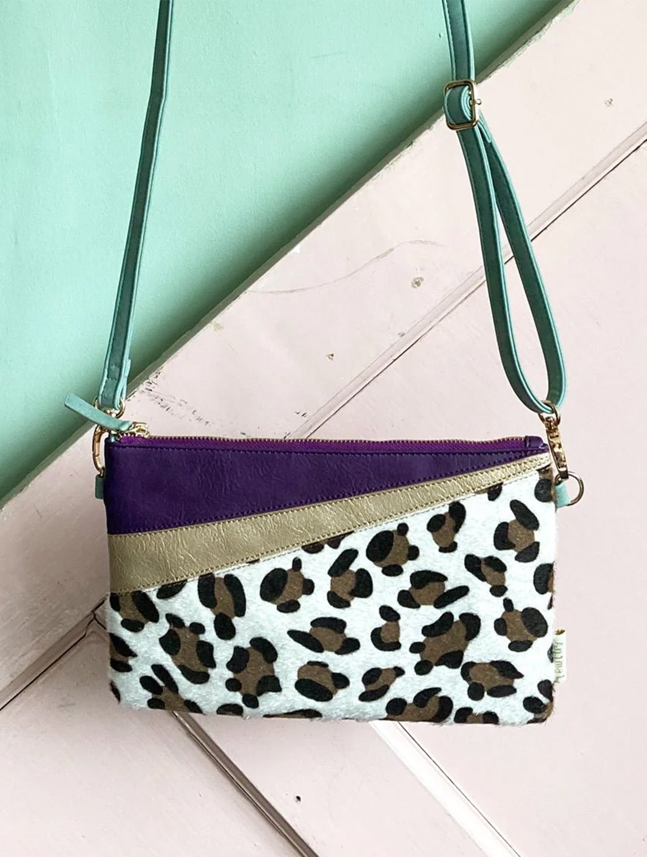 Animal Print Purple Leopard Clutch Bag