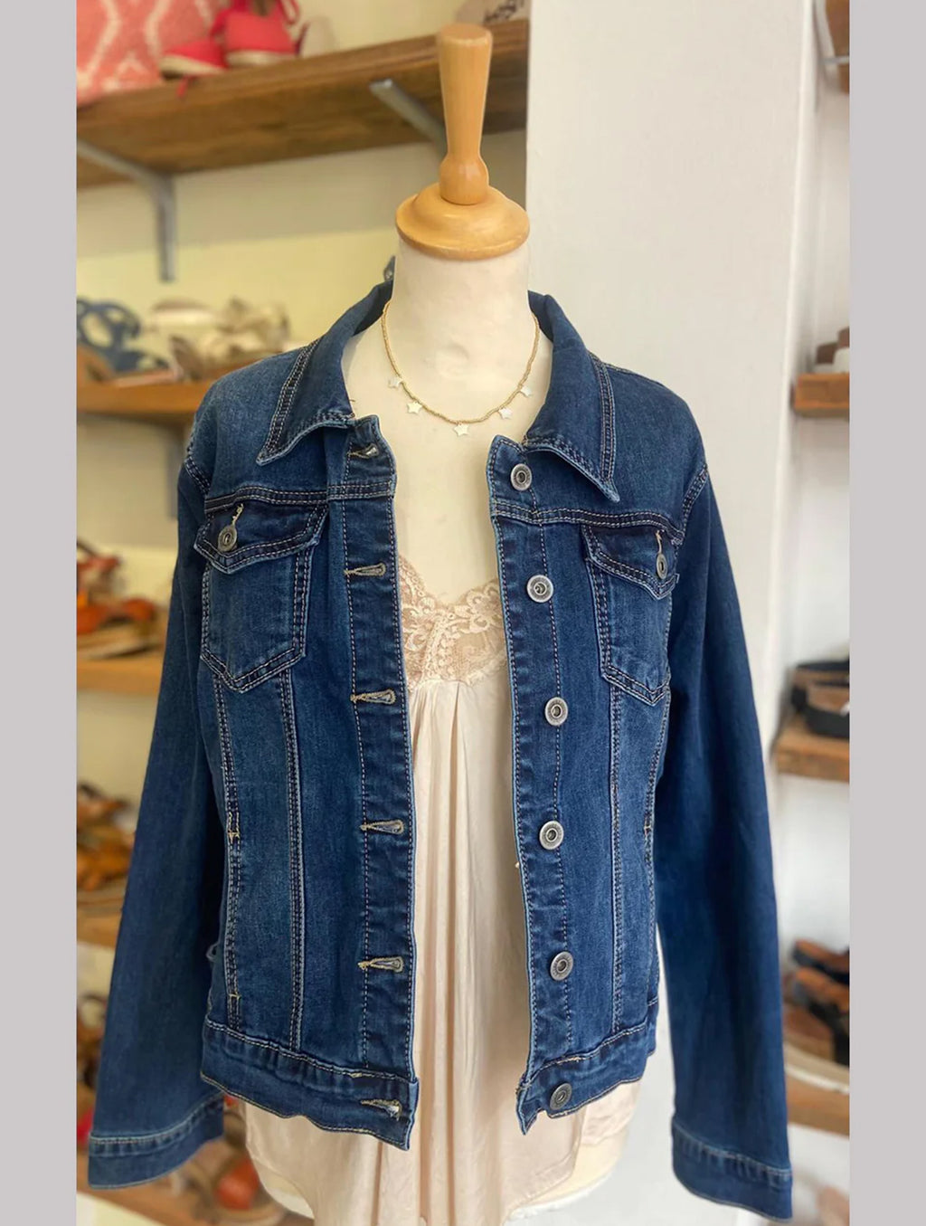 Denim Fitted Stretch Jacket | Indigo Wash