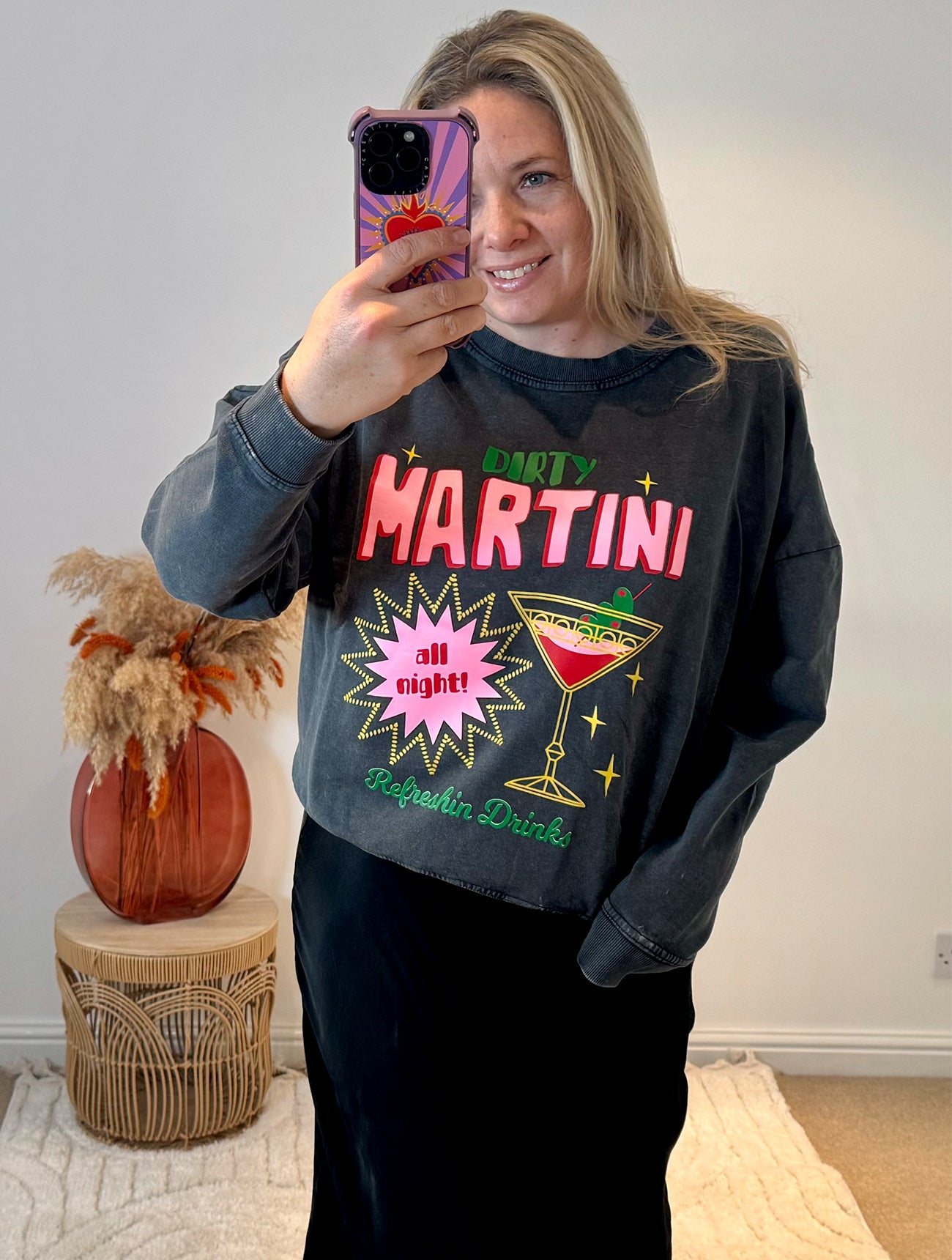 Dirty Martini Retro Print Sweatshirt | Charcoal Grey