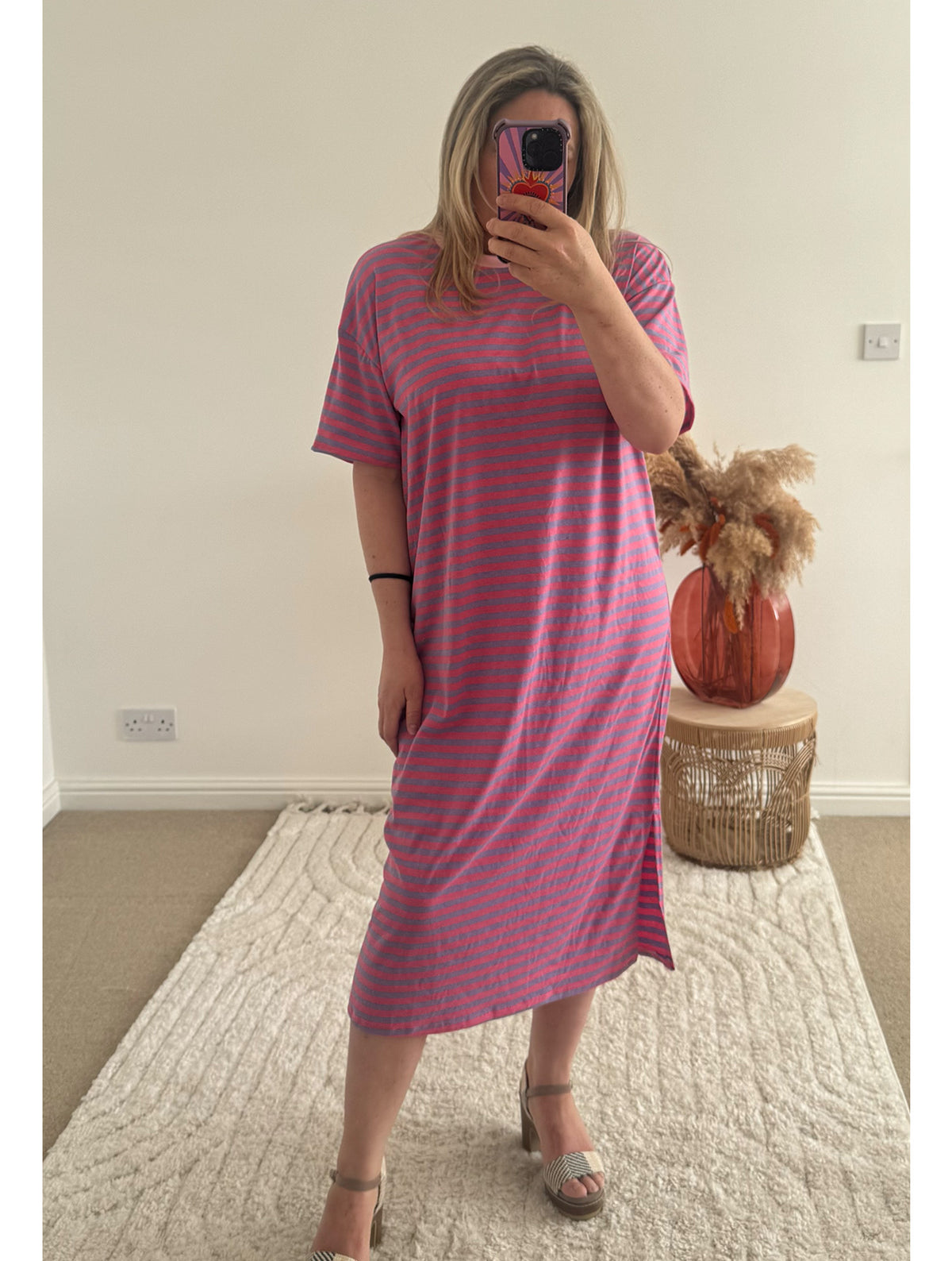 knee length dresses for ladies Britney Mixed Print Angel Sleeve Midi Dress
