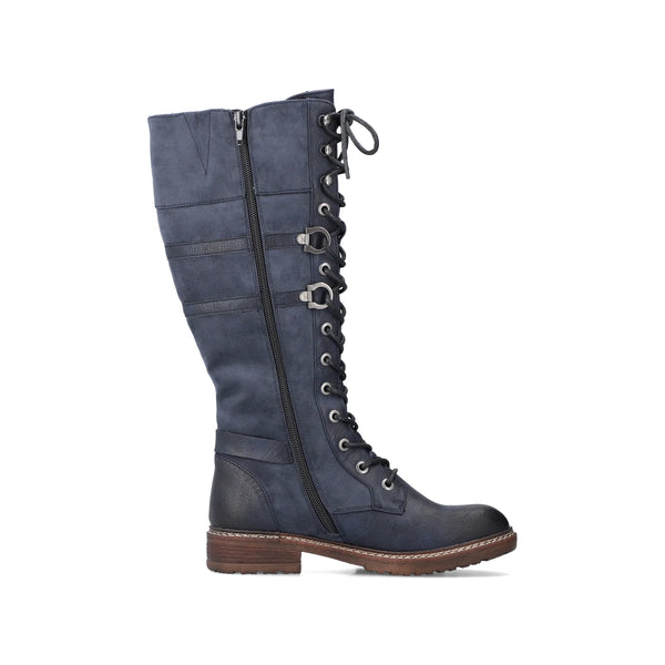 Rieker | 94732-14 Long Lace Up Boot | Dark Blue