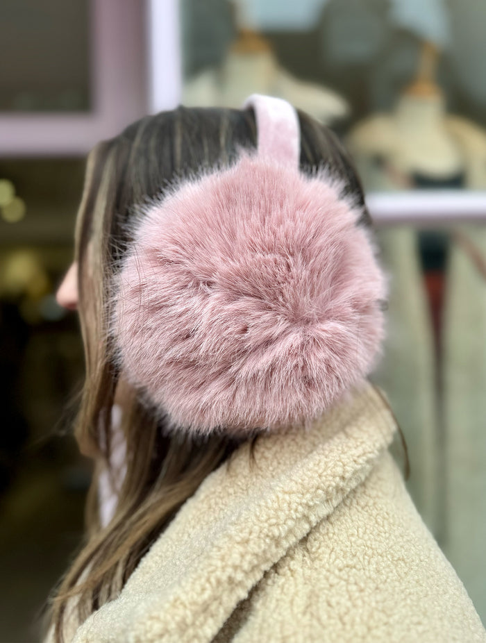 Luxury Fluffy Faux Fur Earmuffs | Pale Pink