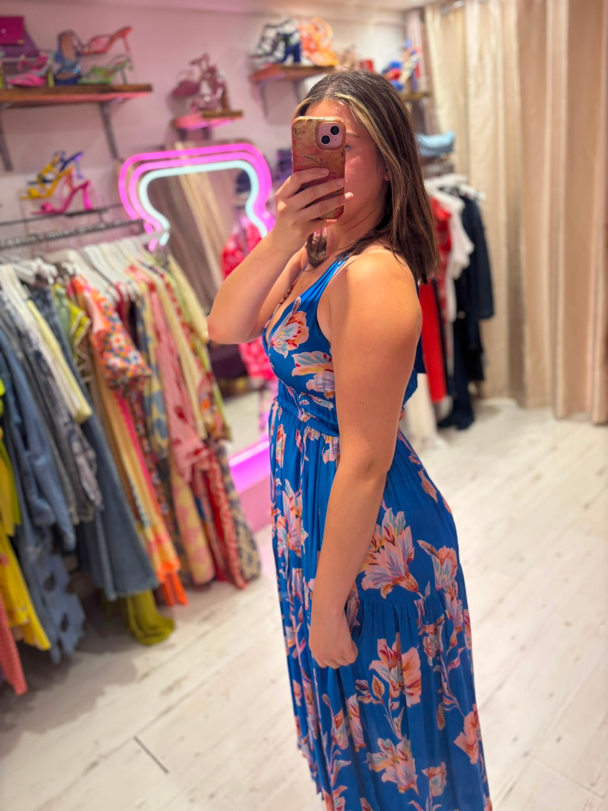 Hanna Halter Maxi Dress | Electric Blue Floral Print