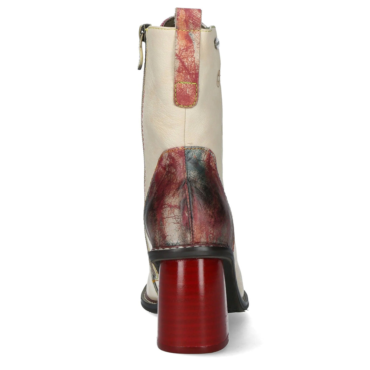 Laura Vita | Evcao 01E Heeled Lace Up Boot | Cream/Red