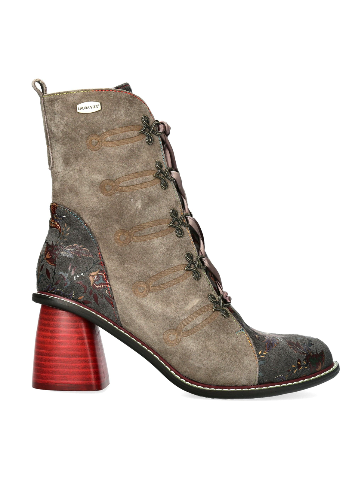Laura Vita | Evcao 01 Heeled Lace Up Boot | Souris (Mouse)