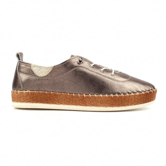 Lunar|Evette | Leather Plimsoll | Pewter