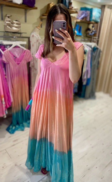 Jasmine Ombre Shimmer Maxi Dress | Pink/Blue Multi