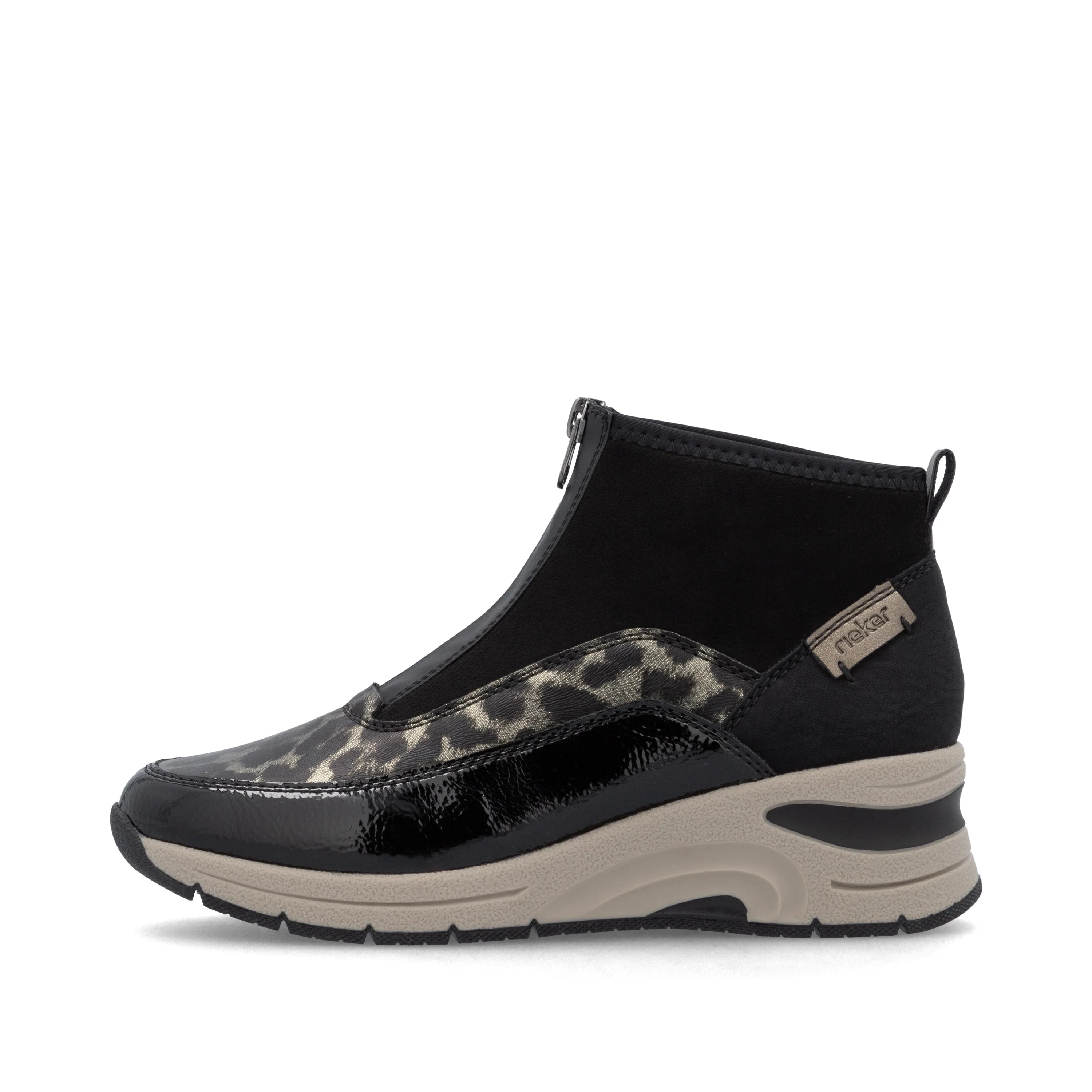 Rieker | N9362-00 Zip Front Trainer Boot | Black Multi