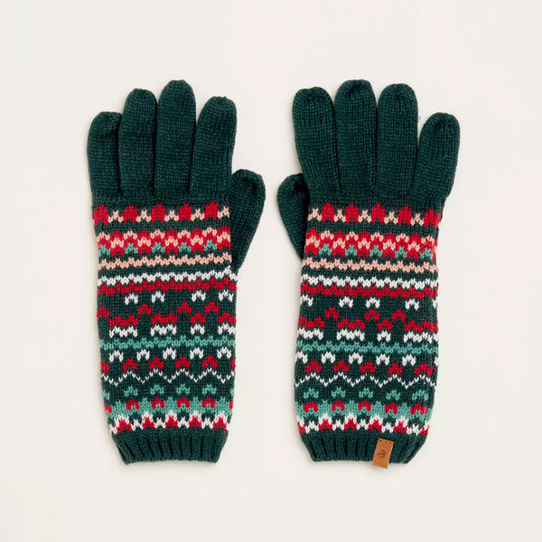 Fair Isle Knitted Gloves | Green Multi