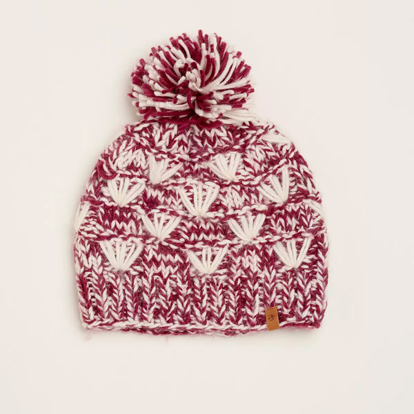 Fan Knitted Hat | Burgundy Multi