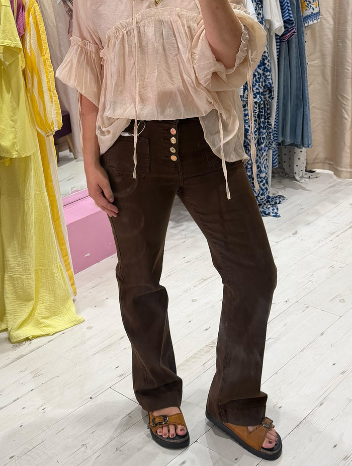 Folyrose Retro Wide Leg Jeans | Rich Chocolate