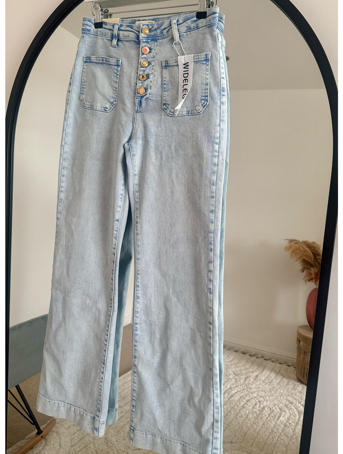 Folyrose Retro Wide Leg Jeans | Bleach Wash Pale Blue