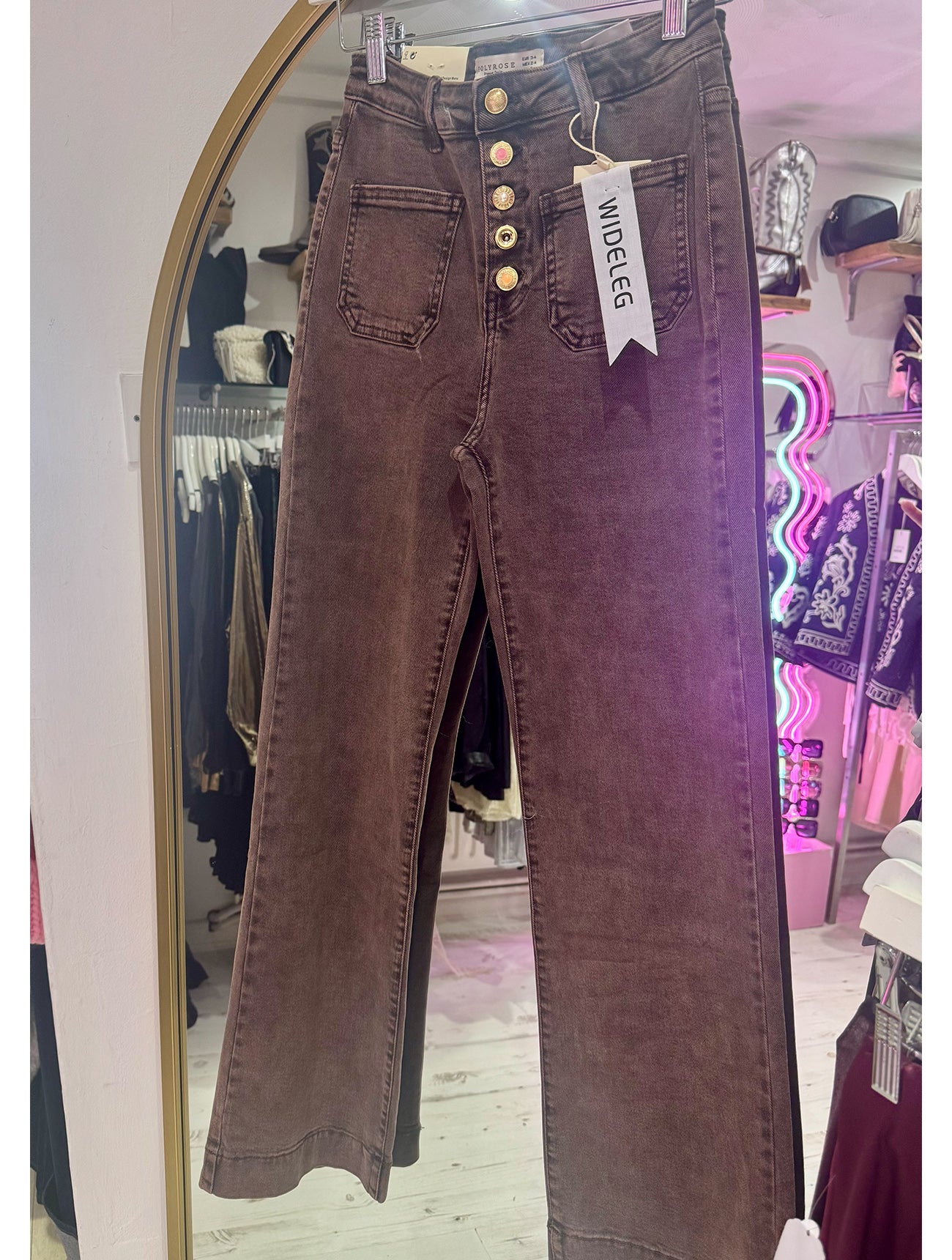 Folyrose Retro Wide Leg Jeans | Vintage Dusky Pink Wash