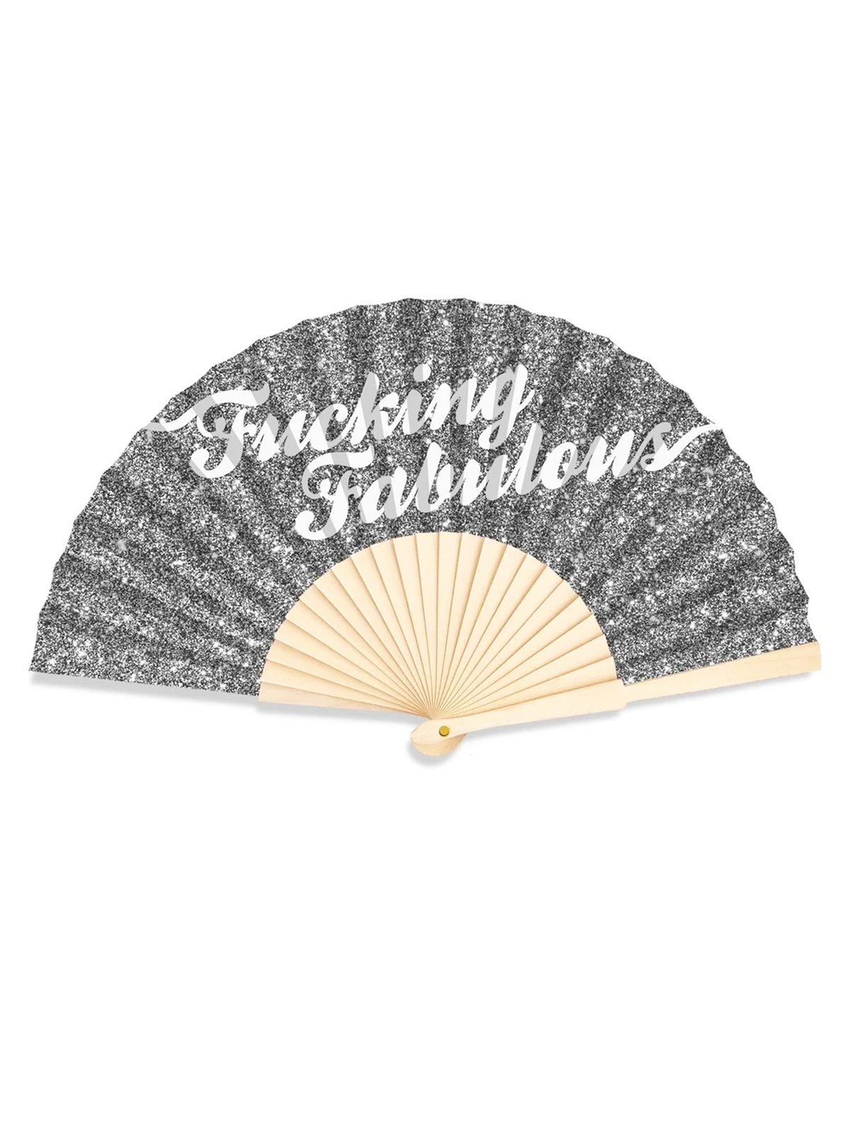 Fucking Fabulous Silver Glitter 23cm Fan