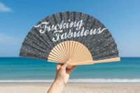 Fucking Fabulous Silver Glitter 23cm Fan