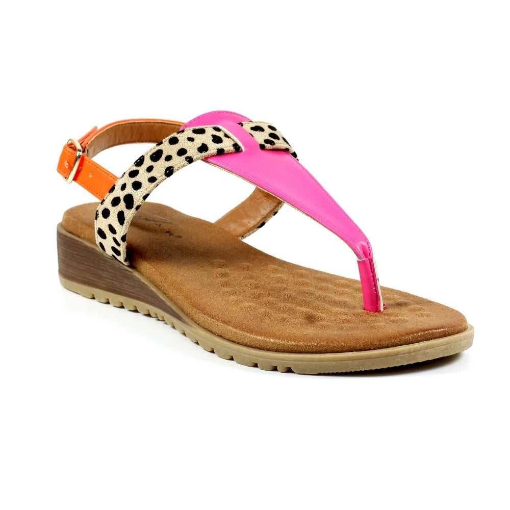 Gina Animal Print Toe Post Sandal | Fuchsia Multi