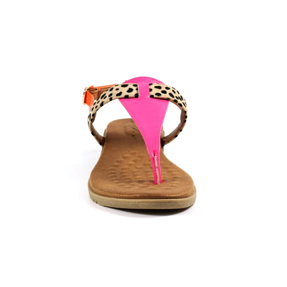 Gina Animal Print Toe Post Sandal | Fuchsia Multi
