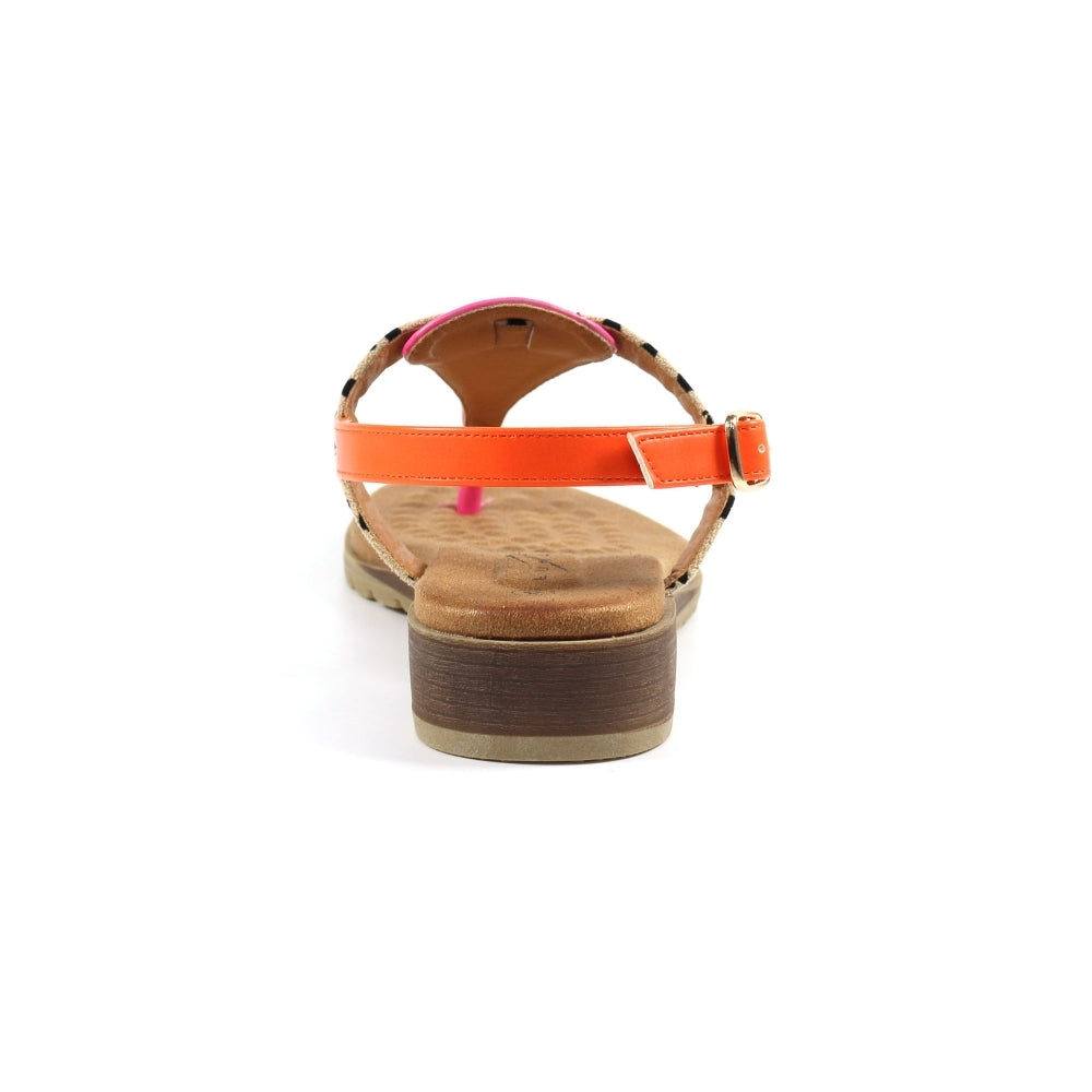 Gina Animal Print Toe Post Sandal | Fuchsia Multi