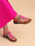 Gina Animal Print Toe Post Sandal | Fuchsia Multi