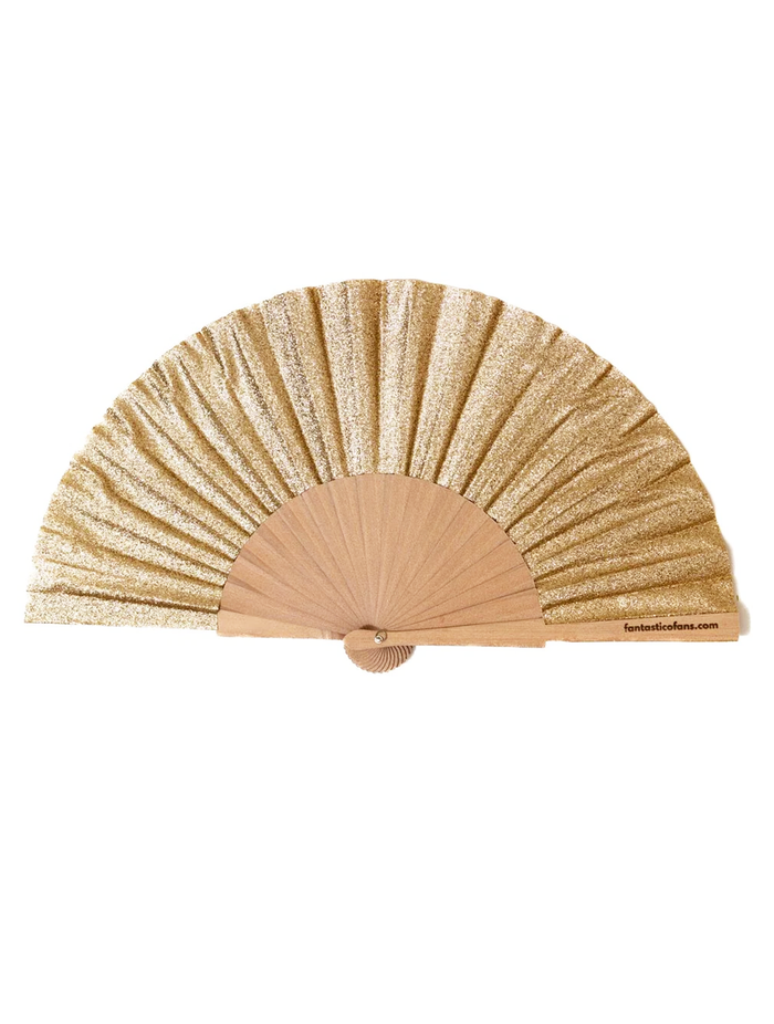 Champagne Gold Glitter 23cm Fan
