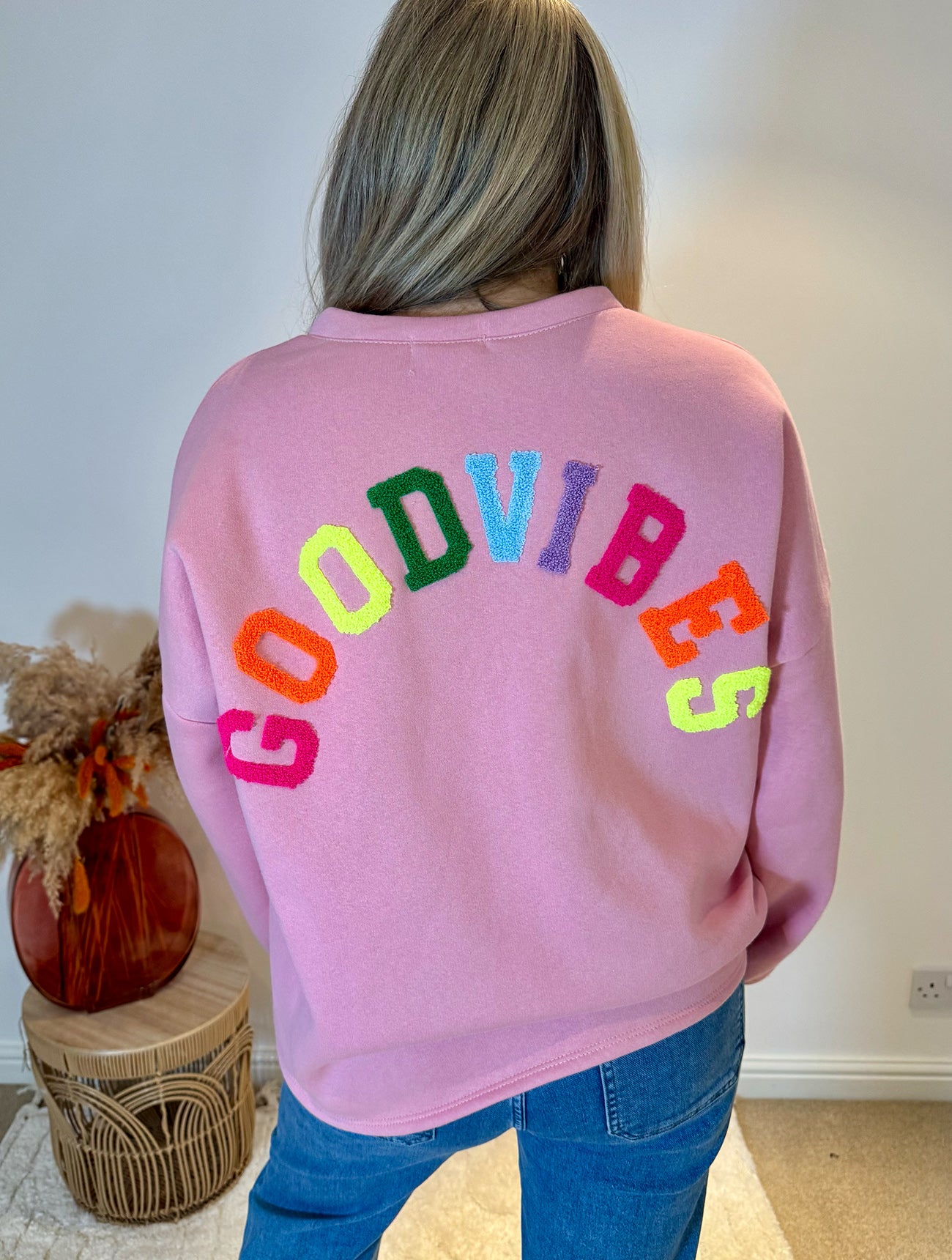Good Vibes Soft Oversized Sweatshirt | Pink