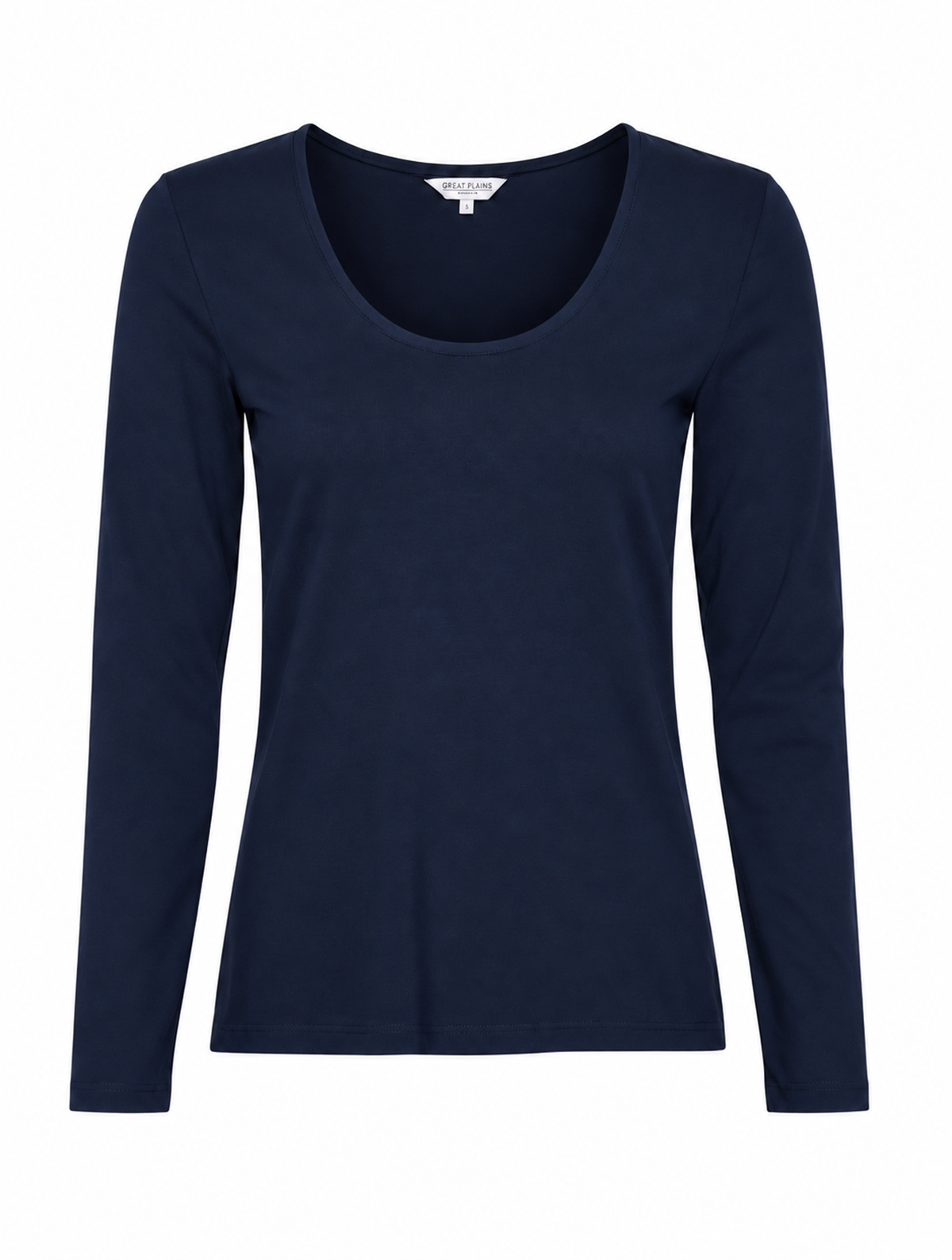 Great Plains | Organic Cotton Jersey Long Sleeved Scoop Neck Top | Navy