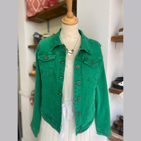 Denim Fitted Stretch Jacket | Bright Green