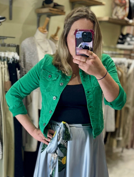 Denim Fitted Stretch Jacket | Bright Green