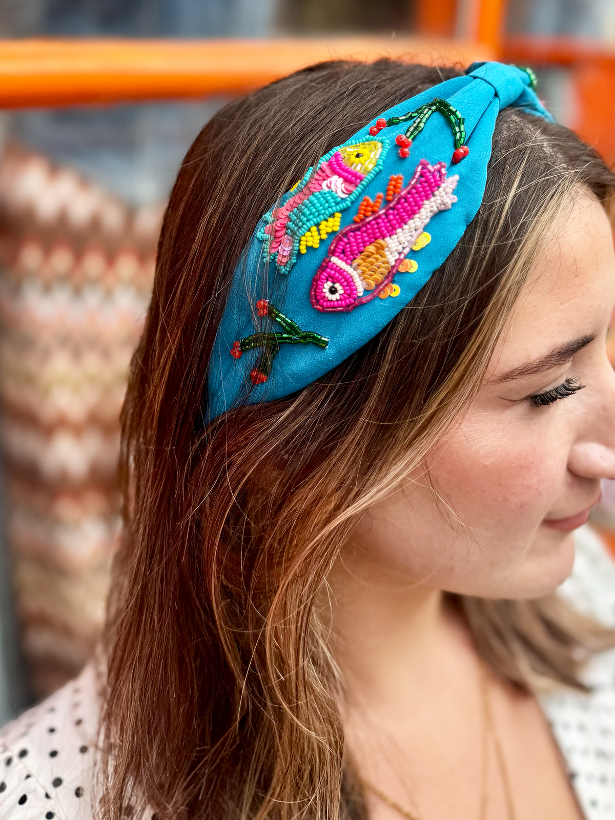 Colourful Embellished Headband | Turquoise