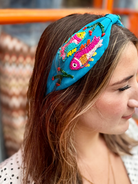Colourful Embellished Headband | Turquoise