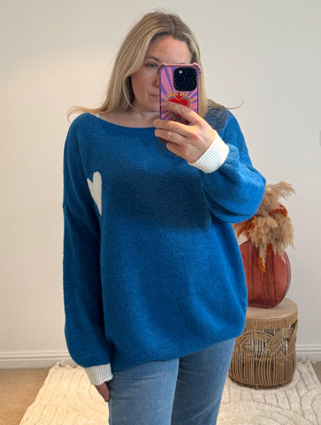 Soft Heart Detail Jumper | Electric Blue