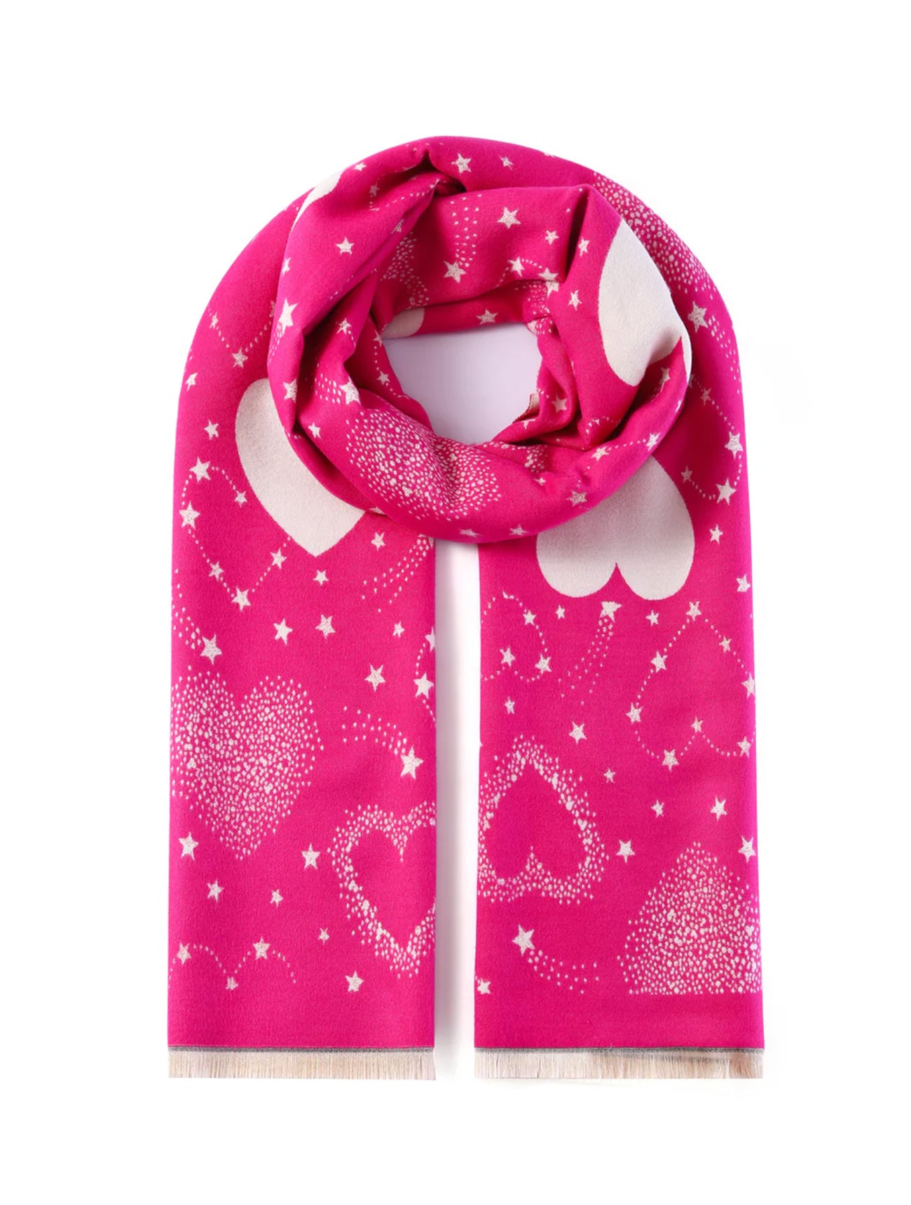 Hearts from Heaven Luxurious Double Sided Jacquard Scarf | Pink