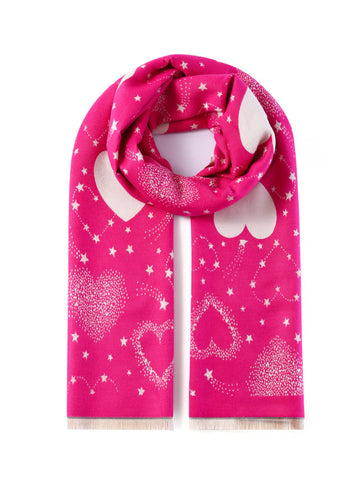 Hearts from Heaven Luxurious Double Sided Jacquard Scarf | Pink