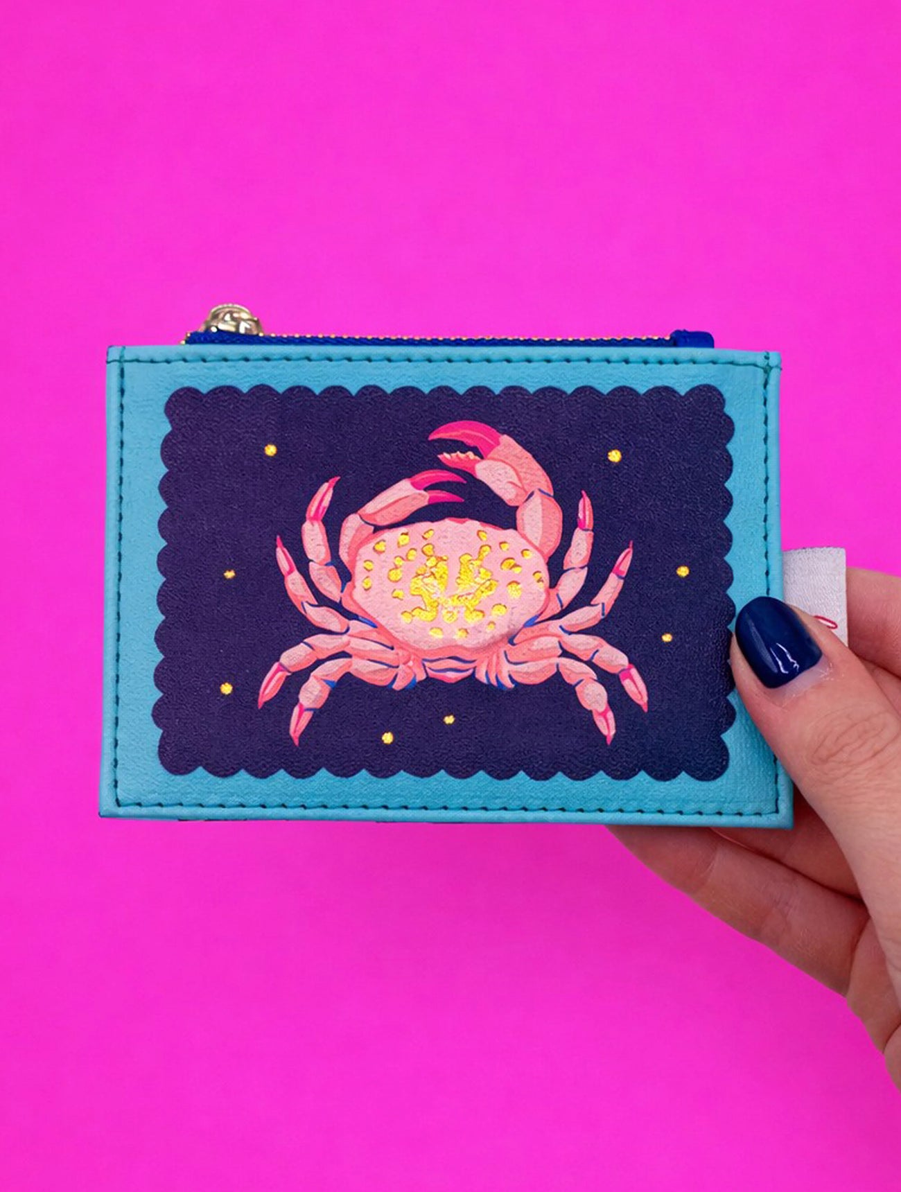 Coral Crab Zip Purse