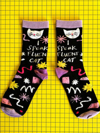 Small Talk 'I Speak Fluent Cat' Socks
