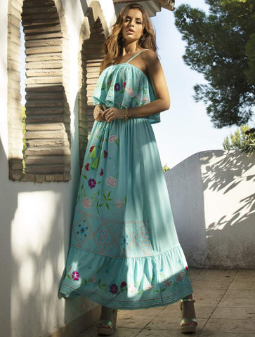 Isabella Boho Maxi Dress | Turquoise