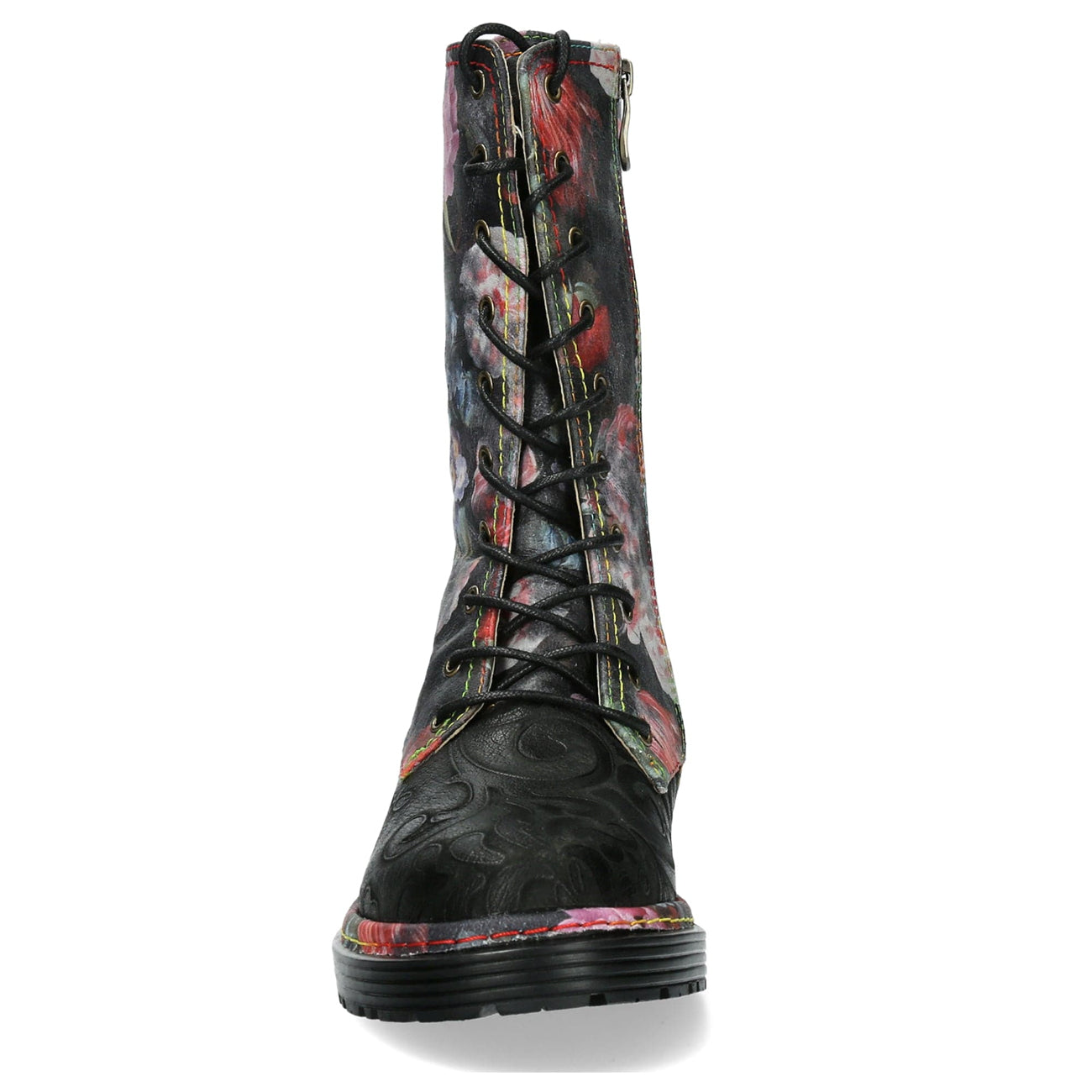 Laura Vita | Incaso 18 Floral Lace Up Boot | Black Multi