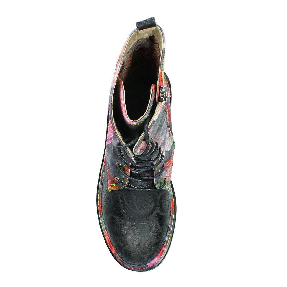 Laura Vita | Incaso 18 Floral Lace Up Boot | Black Multi