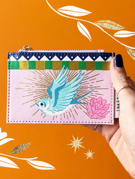 Inked Bird Zip Purse