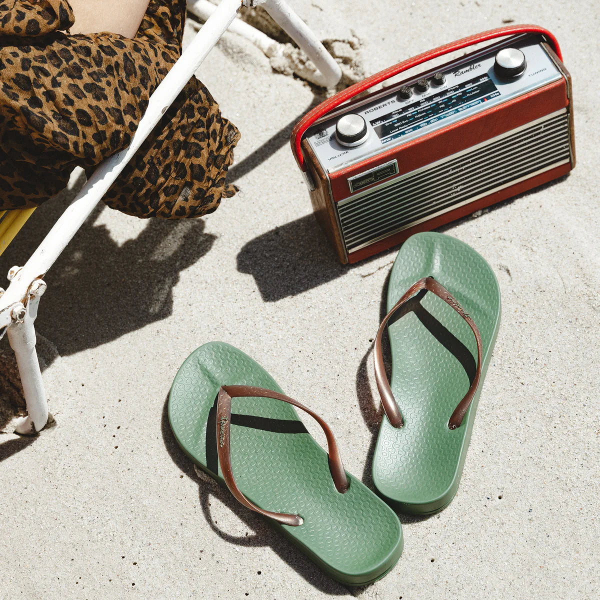 Anatomica Tan Flip Flop | Green/Bronze