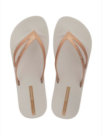 Bossa Soft V Flip Flops | Beige/Gold