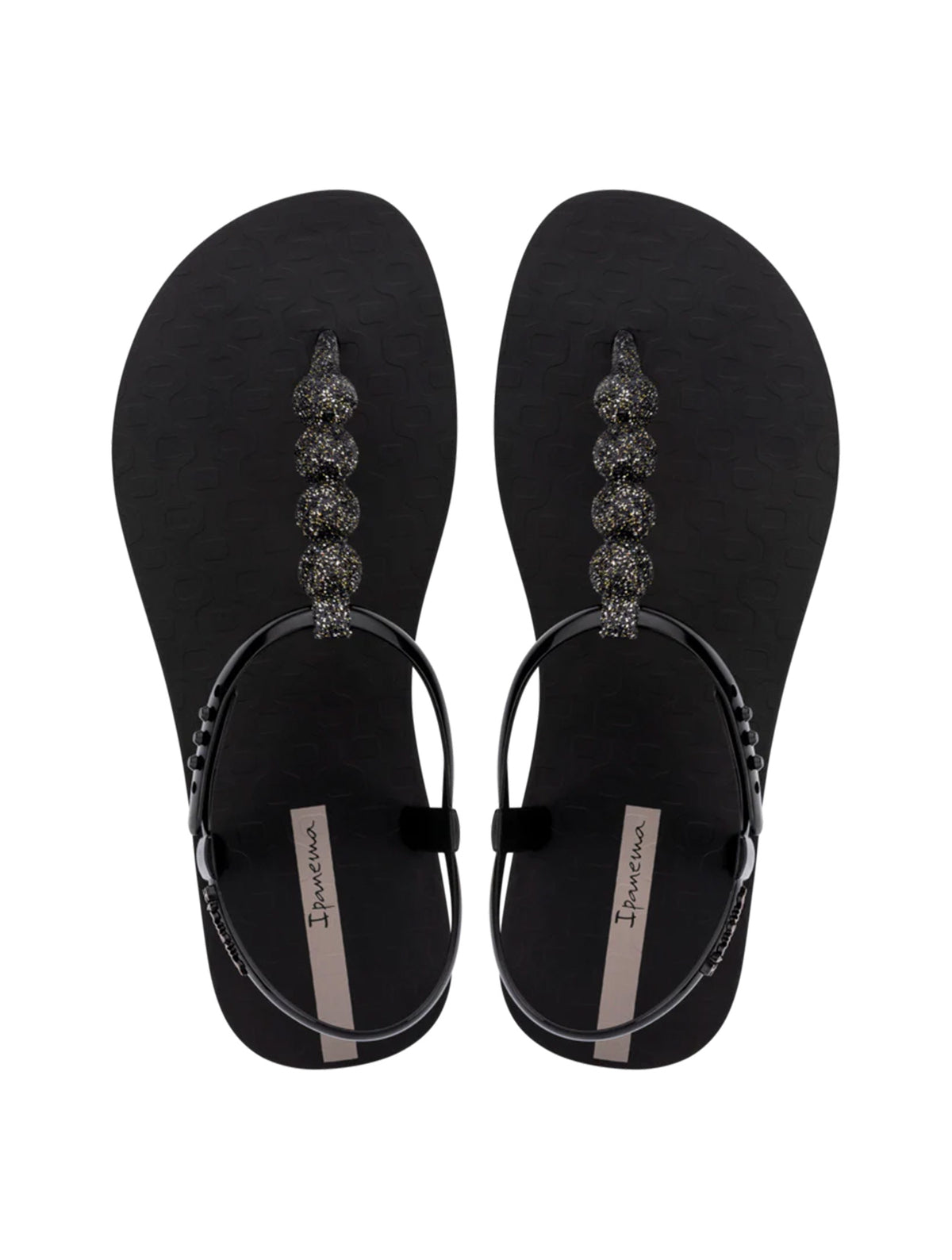 Class Easy On Glow | Flat Sandal | Black Glitter